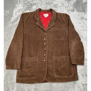 Vintage Corduroy Jacket Womens 10 Brown Sportables Button Coat Retro Cotton 80s